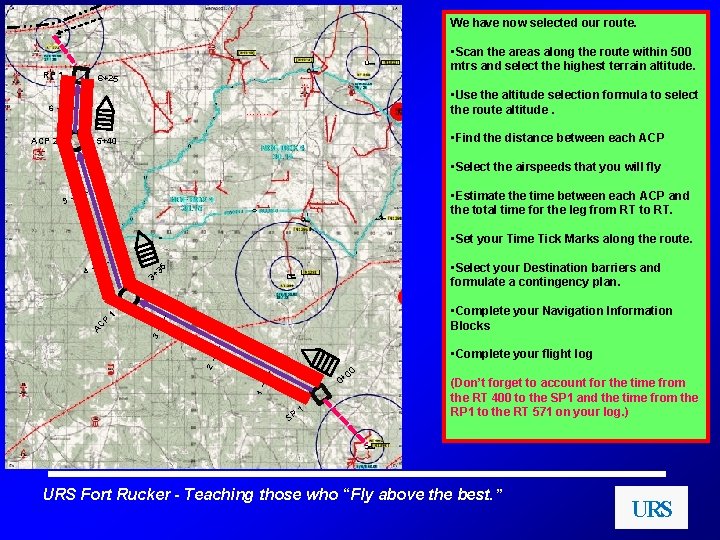 We have now selected our route. RP 1 • Scan the areas along the