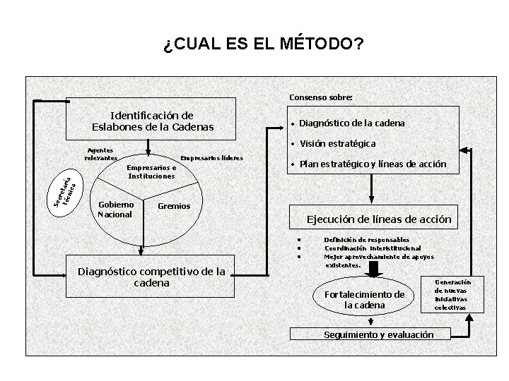 ¿CUAL ES EL MÉTODO? Consenso sobre: Identificación de Eslabones de la Cadenas • Visión