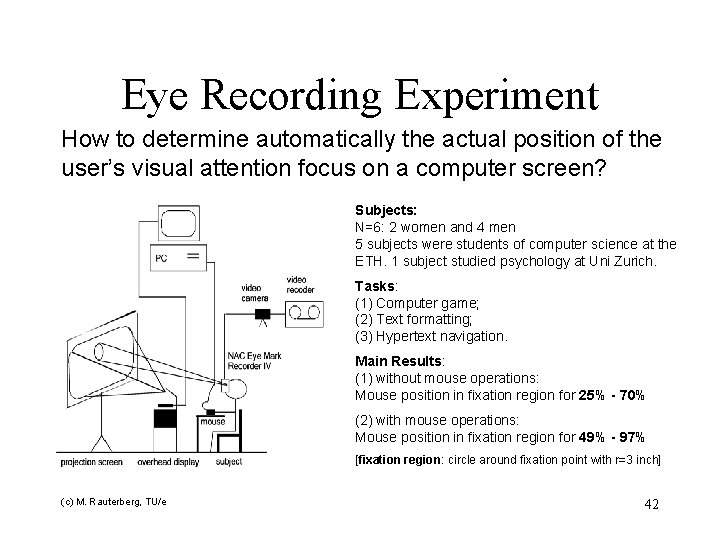 Eye Recording Experiment How to determine automatically the actual position of the user’s visual