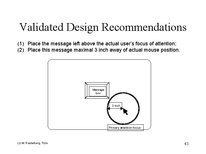 Validated Design Recommendations (1) Place the message left above the actual user’s focus of