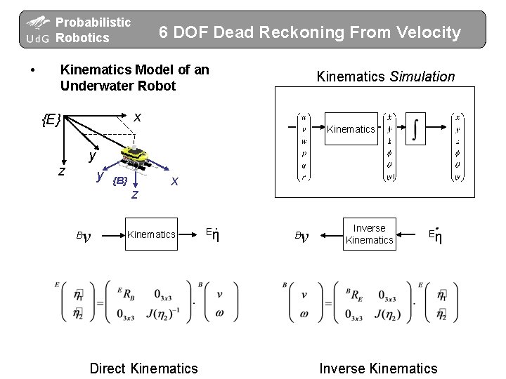 Probabilistic Robotics • 6 DOF Dead Reckoning From Velocity Kinematics Model of an Underwater