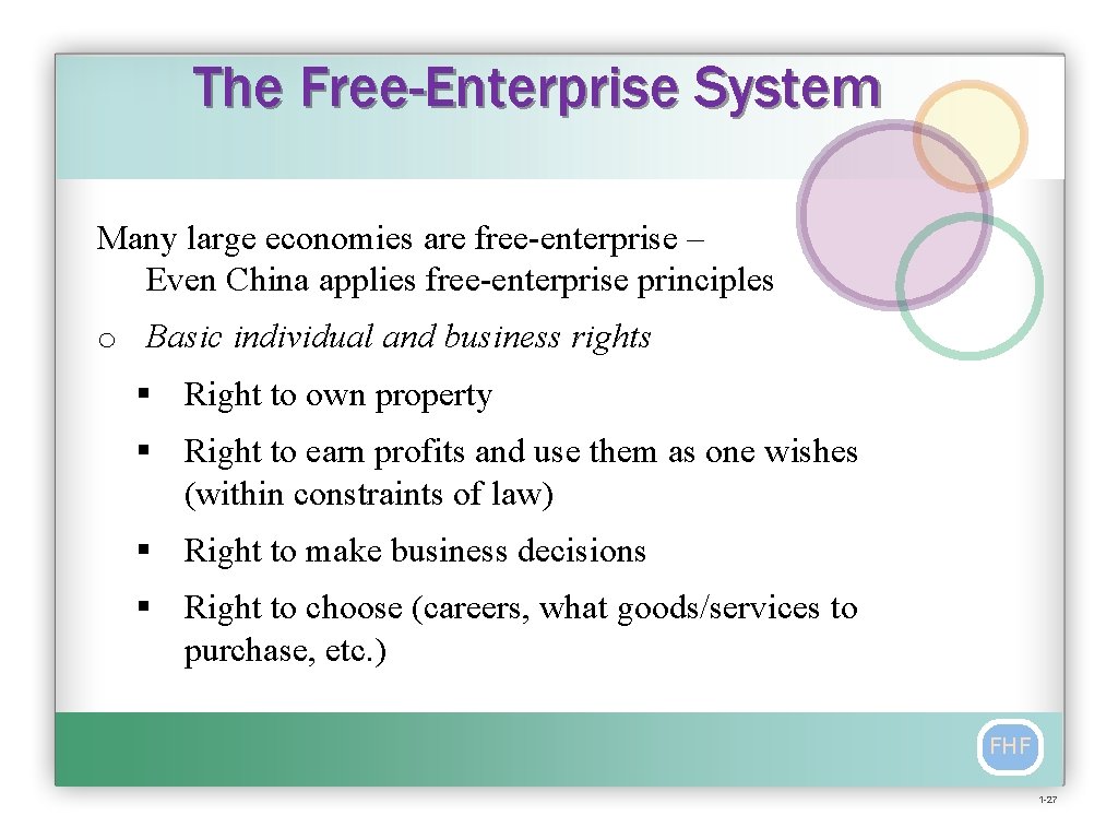 The Free-Enterprise System Many large economies are free-enterprise – Even China applies free-enterprise principles