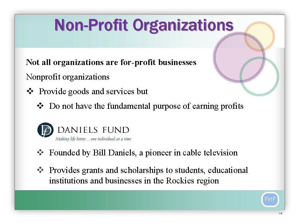 Non-Profit Organizations Not all organizations are for-profit businesses Nonprofit organizations v Provide goods and