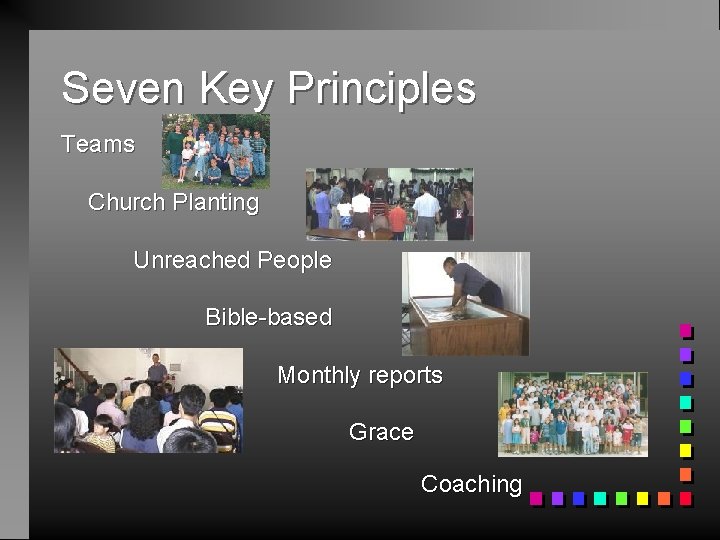 Seven Key Principles Teams Church Planting Unreached People Bible-based Monthly reports Grace Coaching 