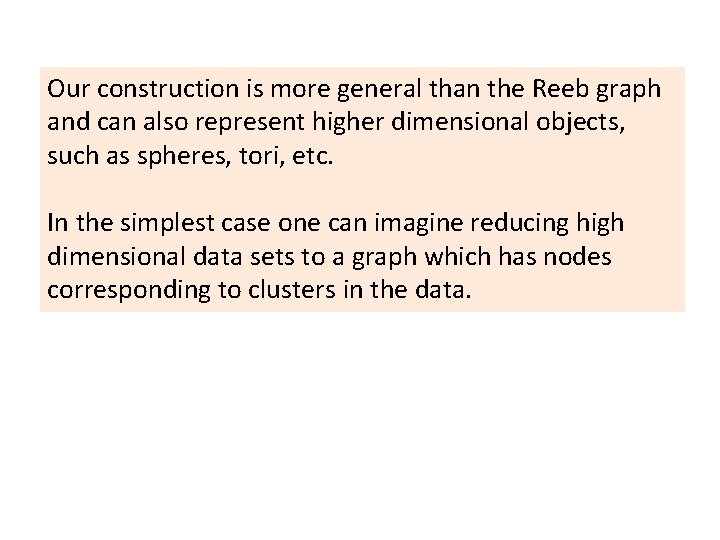Our construction is more general than the Reeb graph and can also represent higher