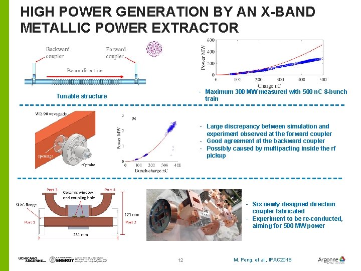 HIGH POWER GENERATION BY AN X-BAND METALLIC POWER EXTRACTOR - Maximum 300 MW measured