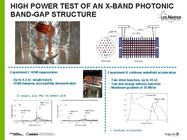 HIGH POWER TEST OF AN X-BAND PHOTONIC BAND-GAP STRUCTURE Experiment I: HOM suppression Experiment