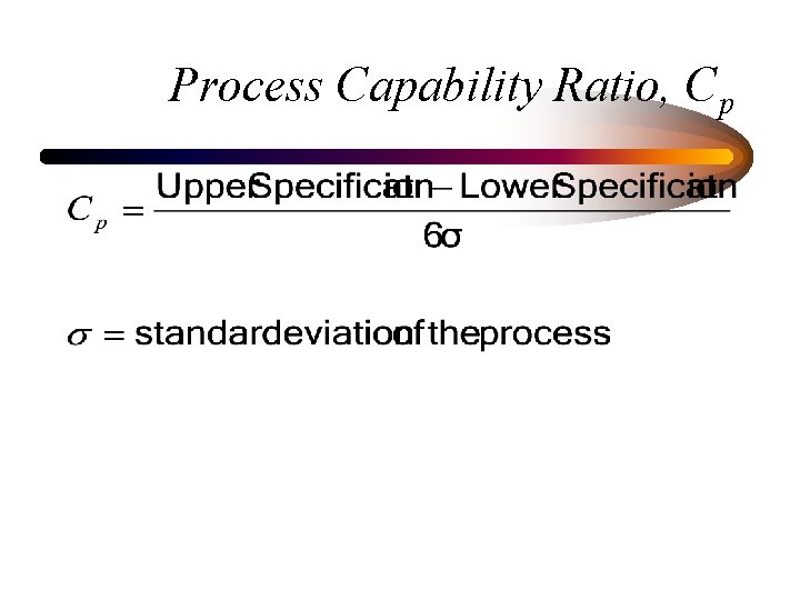 Process Capability Ratio, Cp 