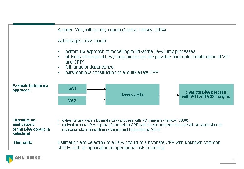 Answer: Yes, with a Lévy copula (Cont & Tankov, 2004) Advantages Lévy copula: •