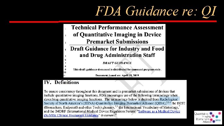 FDA Guidance re: QI 