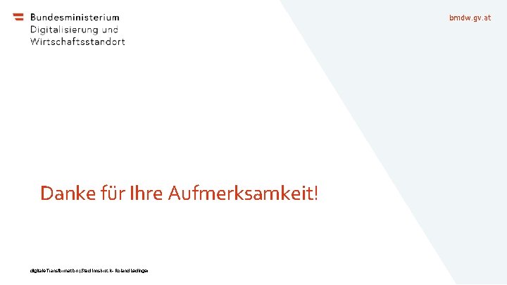 bmdw. gv. at Danke für Ihre Aufmerksamkeit! digitale Transformation | Stad Innsbruck - Roland