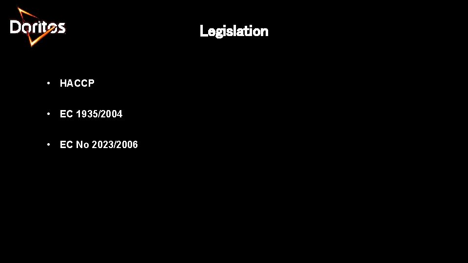 Legislation • HACCP • EC 1935/2004 • EC No 2023/2006 