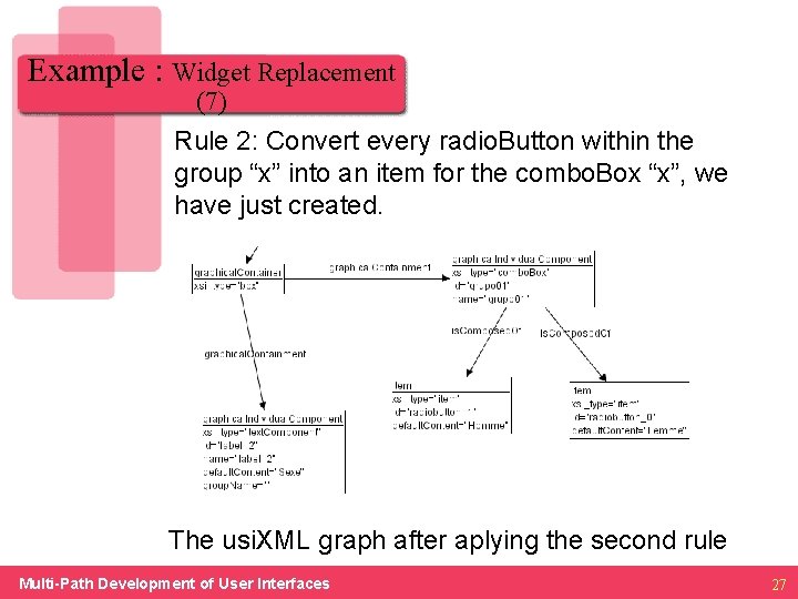 Example : Widget Replacement (7) Rule 2: Convert every radio. Button within the group