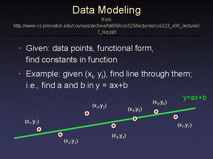 Data Modeling from http: //www. cs. princeton. edu/courses/archive/fall 09/cos 323/lectures/cos 323_s 06_lecture 0 7_lsq.