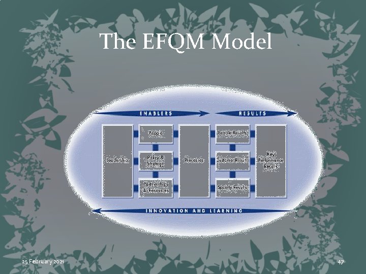 The EFQM Model 25 February 2021 47 