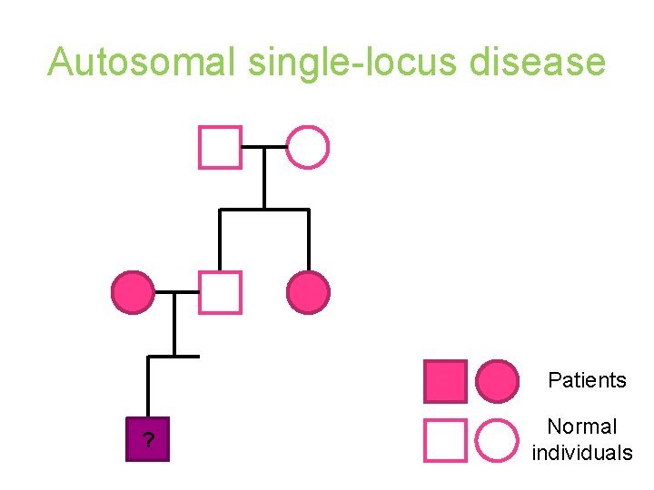 Autosomal single-locus disease Patients ? Normal individuals 