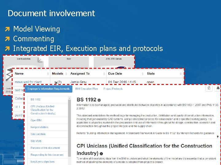 Document involvement ì Model Viewing ì Commenting ì Integrated EIR, Execution plans and protocols