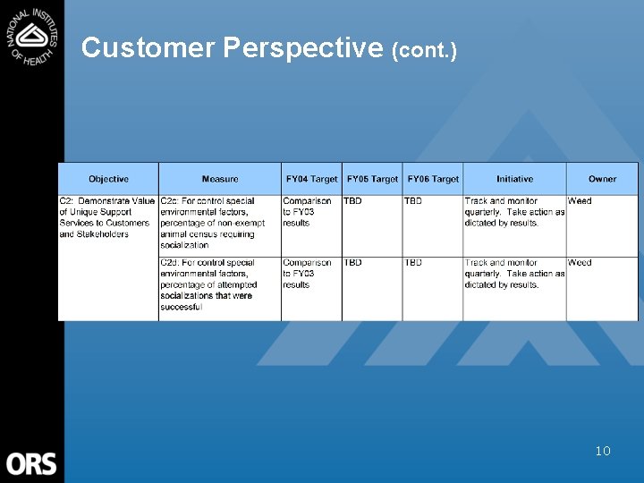 Customer Perspective (cont. ) 10 