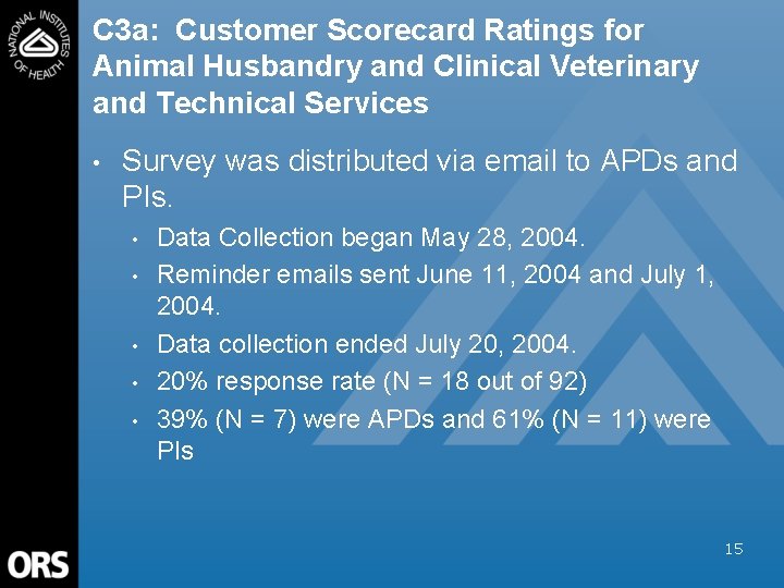 C 3 a: Customer Scorecard Ratings for Animal Husbandry and Clinical Veterinary and Technical