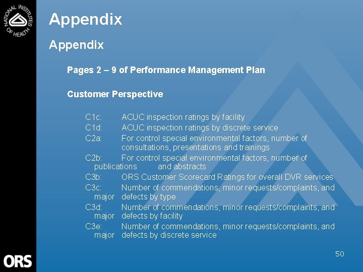 Appendix Pages 2 – 9 of Performance Management Plan Customer Perspective C 1 c: