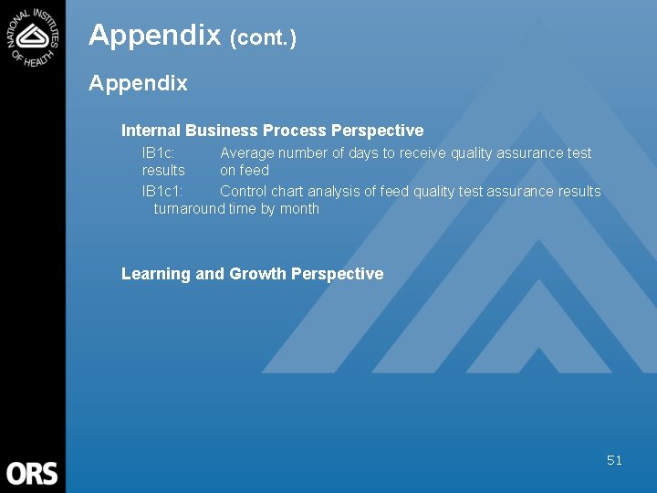 Appendix (cont. ) Appendix Internal Business Process Perspective IB 1 c: Average number of
