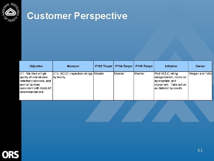 Customer Perspective 61 