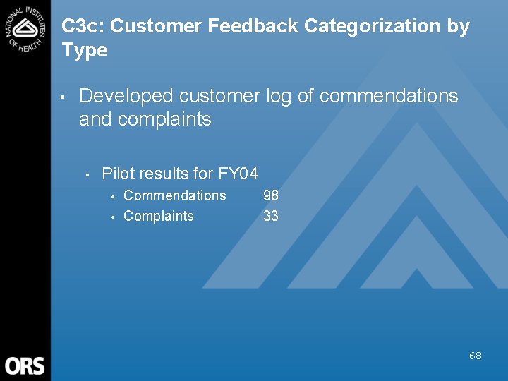 C 3 c: Customer Feedback Categorization by Type • Developed customer log of commendations