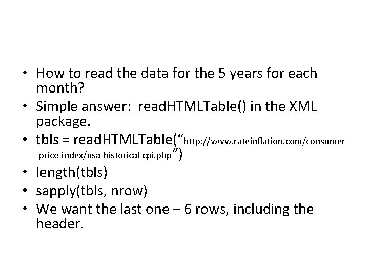  • How to read the data for the 5 years for each month?
