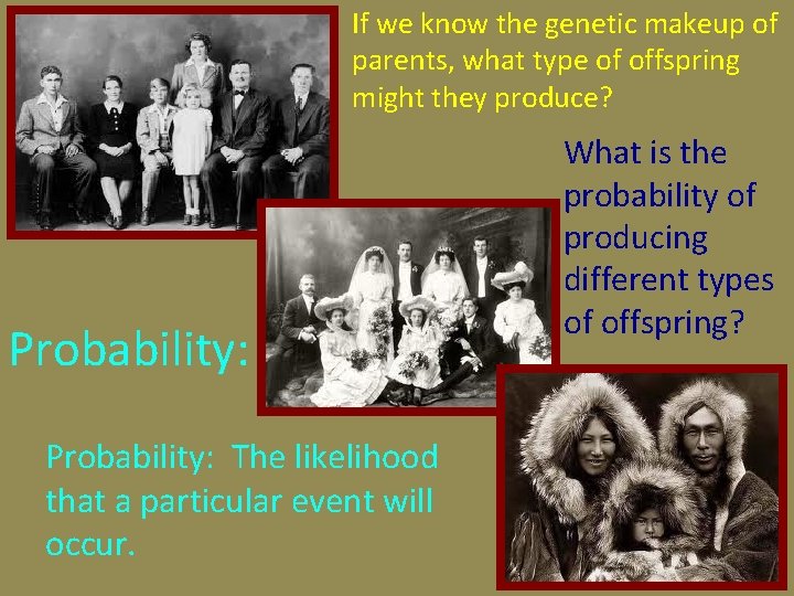 If we know the genetic makeup of parents, what type of offspring might they