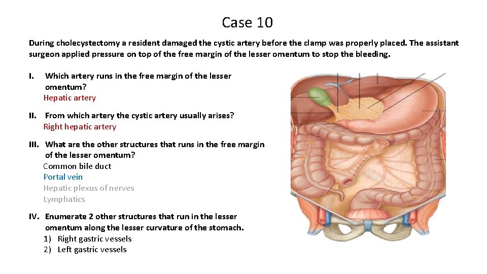 Case 10 During cholecystectomy a resident damaged the cystic artery before the clamp was
