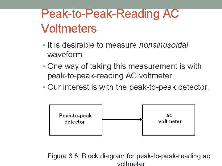 Peak-to-Peak-Reading AC Voltmeters • It is desirable to measure nonsinusoidal waveform. • One way