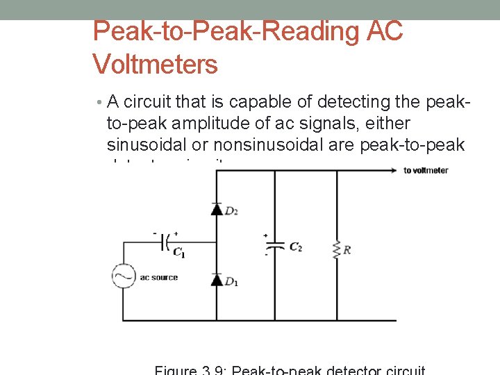 Peak-to-Peak-Reading AC Voltmeters • A circuit that is capable of detecting the peak- to-peak