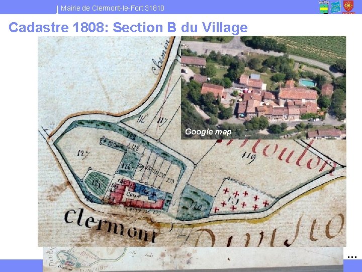 Mairie de Clermont-le-Fort 31810 Cadastre 1808: Section B du Village Desclaux Marquemale Google map