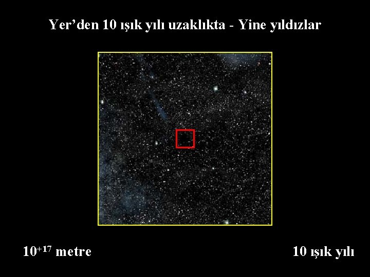 Yer’den 10 ışık yılı uzaklıkta - Yine yıldızlar 10+17 metre 10 ışık yılı 