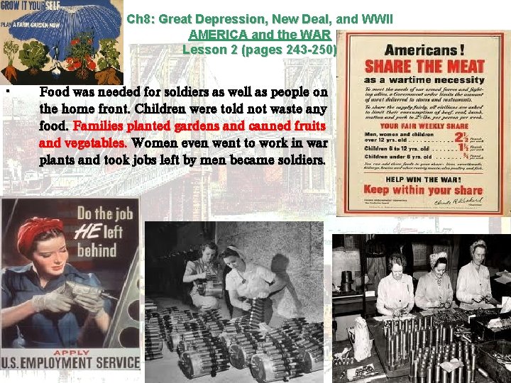 Ch 8: Great Depression, New Deal, and WWII AMERICA and the WAR Lesson 2