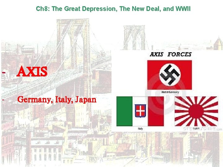 Ch 8: The Great Depression, The New Deal, and WWII - AXIS - Germany,