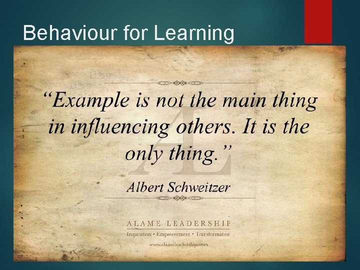 Behaviour for Learning 