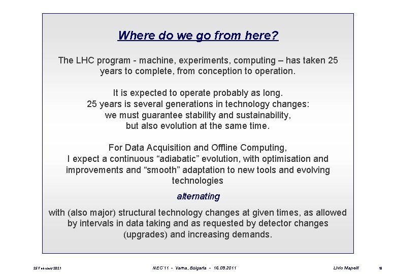 Where do we go from here? The LHC program - machine, experiments, computing –