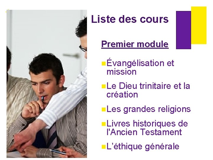 + Liste des cours Premier module n Évangélisation mission et n Le Dieu trinitaire