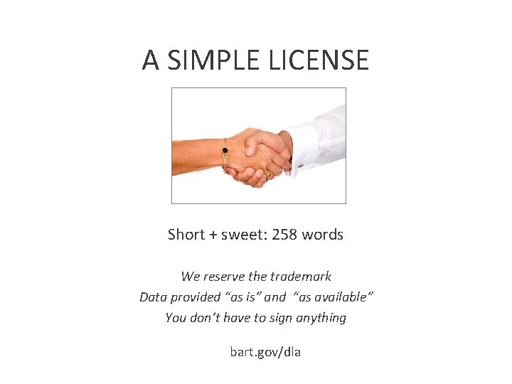 A SIMPLE LICENSE Short + sweet: 258 words We reserve the trademark Data provided