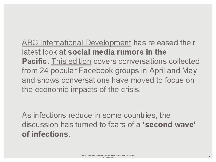 ABC International Development has released their latest look at social media rumors in the
