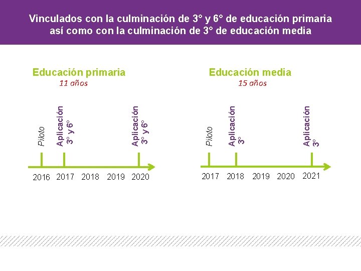 Vinculados con la culminación de 3° y 6° de educación primaria así como con