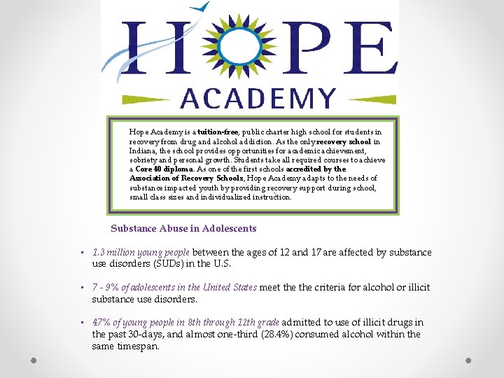 Hope Academy is a tuition-free, public charter high school for students in recovery from