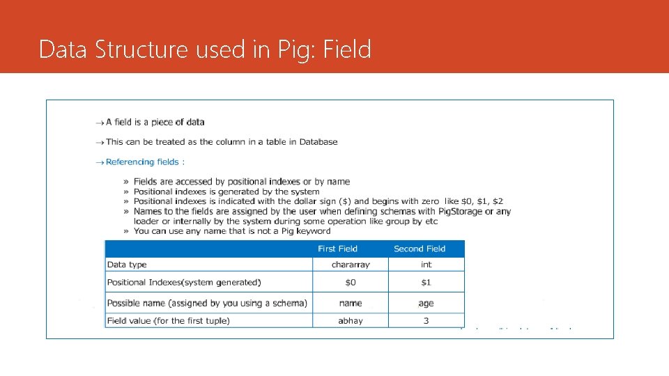 Data Structure used in Pig: Field 