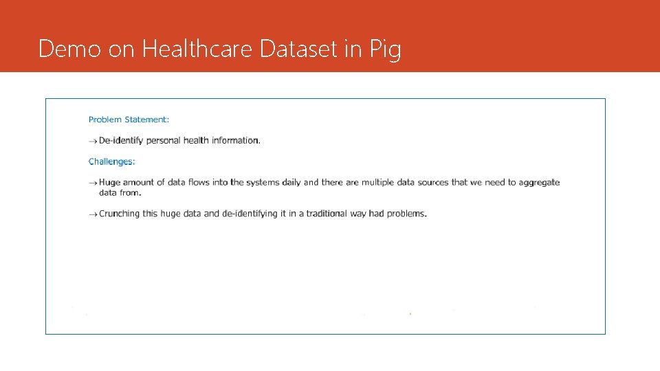 Demo on Healthcare Dataset in Pig 