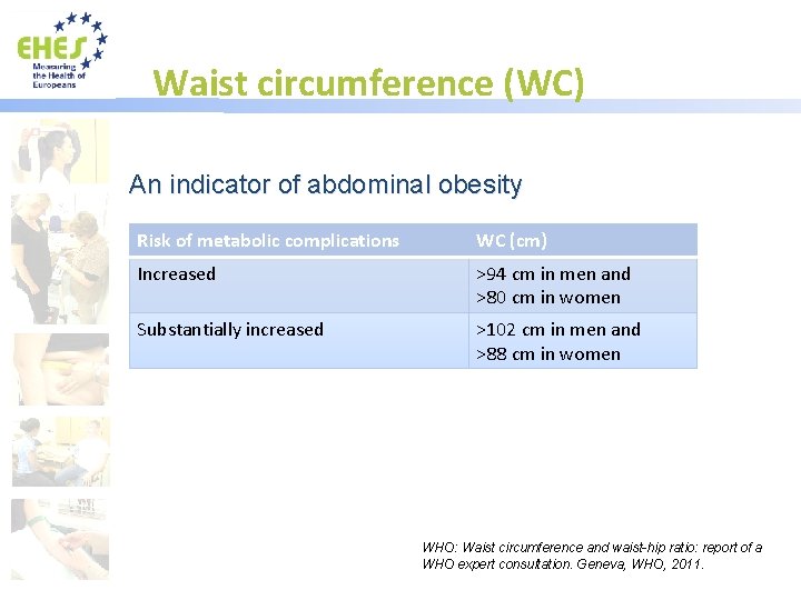 Waist circumference (WC) An indicator of abdominal obesity Risk of metabolic complications WC (cm)