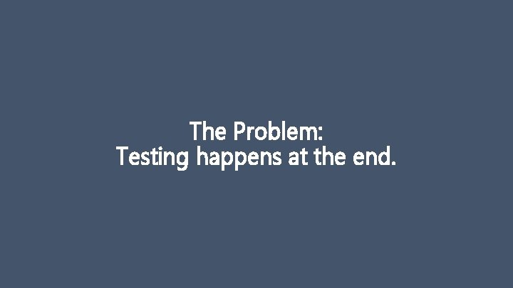 The Problem: Testing happens at the end. 