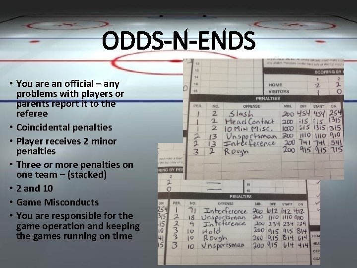 ODDS-N-ENDS • You are an official – any problems with players or parents report