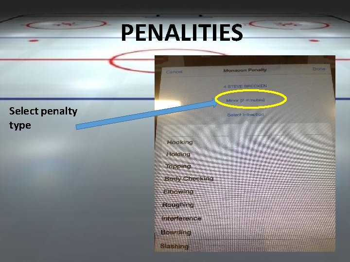 PENALITIES Select penalty type 