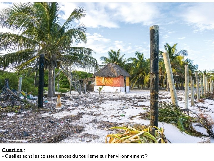 Question : - Quelles sont les conséquences du tourisme sur l’environnement ? 
